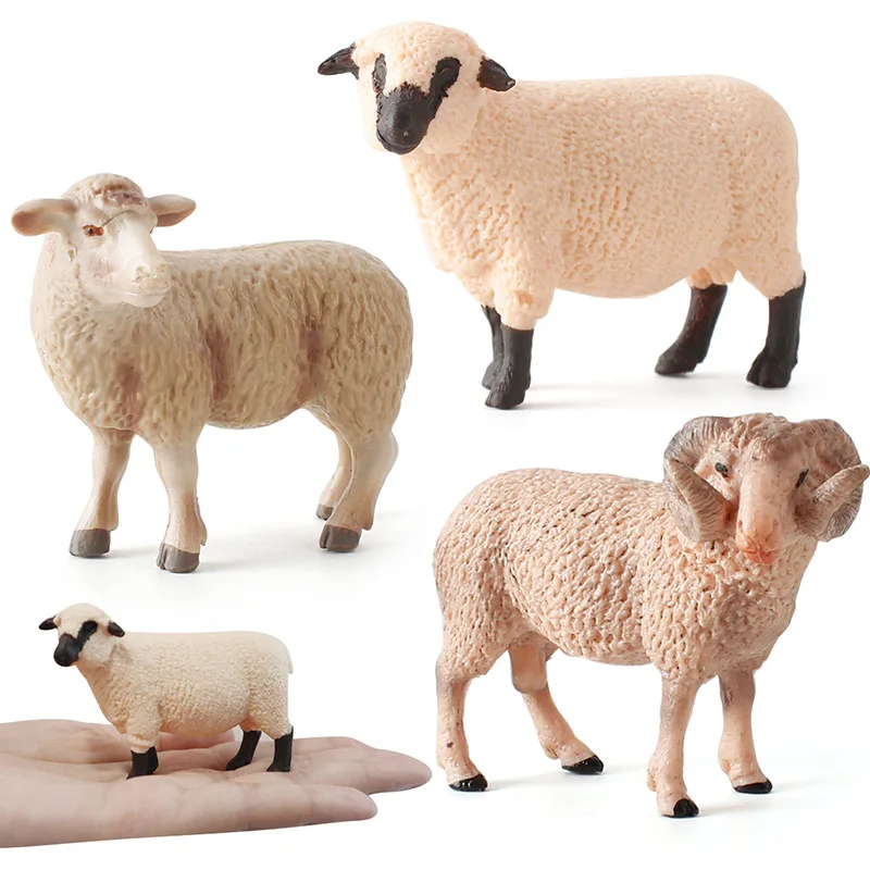 Zoo Sheep Model Farm Animals Action Figure Children Kids Dolls Toy Cute Sheep Figurine Collection Toys Gift Home Decoration