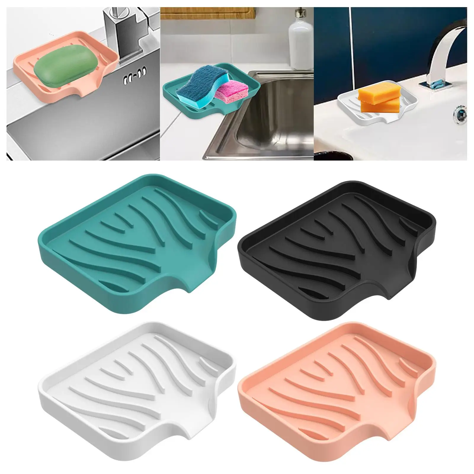 Soap Dish No Slip Storage Case with Drain Silicone Soap Holder Soap Box for