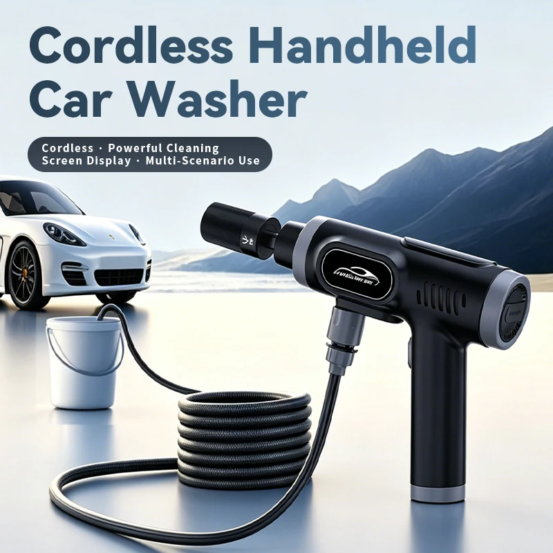 High Pressure Car Washer Gun HD LED Display 5-in-1 Nozzle Portable Self-Priming Water Spray Gun Foam Cannon Car Garden Cleaning