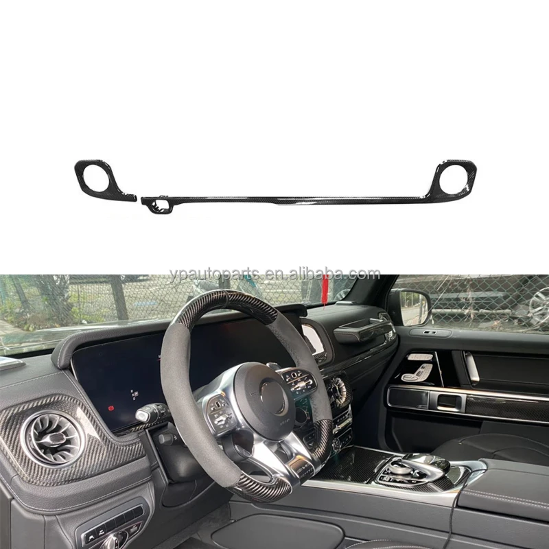 W464 Interior Trim Dry Carbon Fiber Central Control Cover Plate Kit Instrument Panel Decoration for Left Hand Drive Car