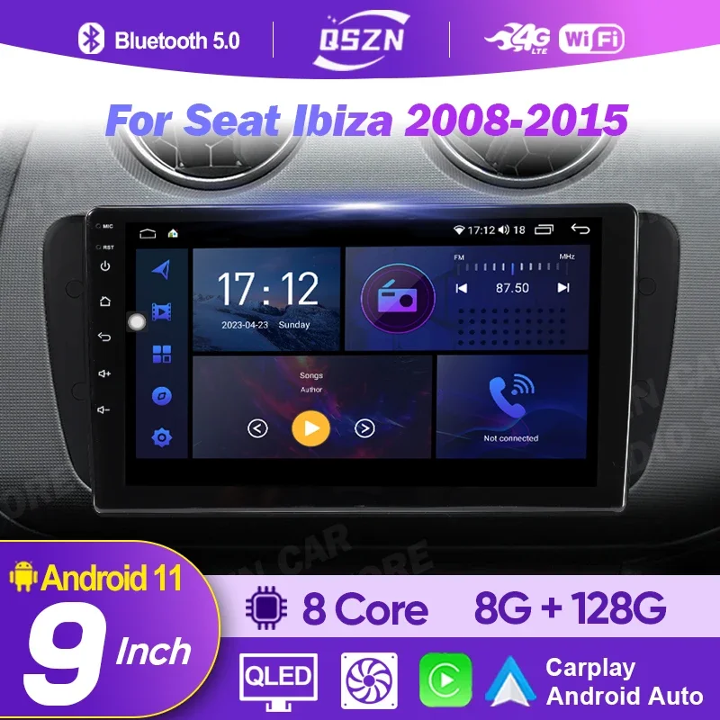 

IPS QLED Screen Android 12 Car Radio Multimedia Video Player For Seat Ibiza 2008-2015 Wireless Carplay Autoradio 4G WIFI 8+128G