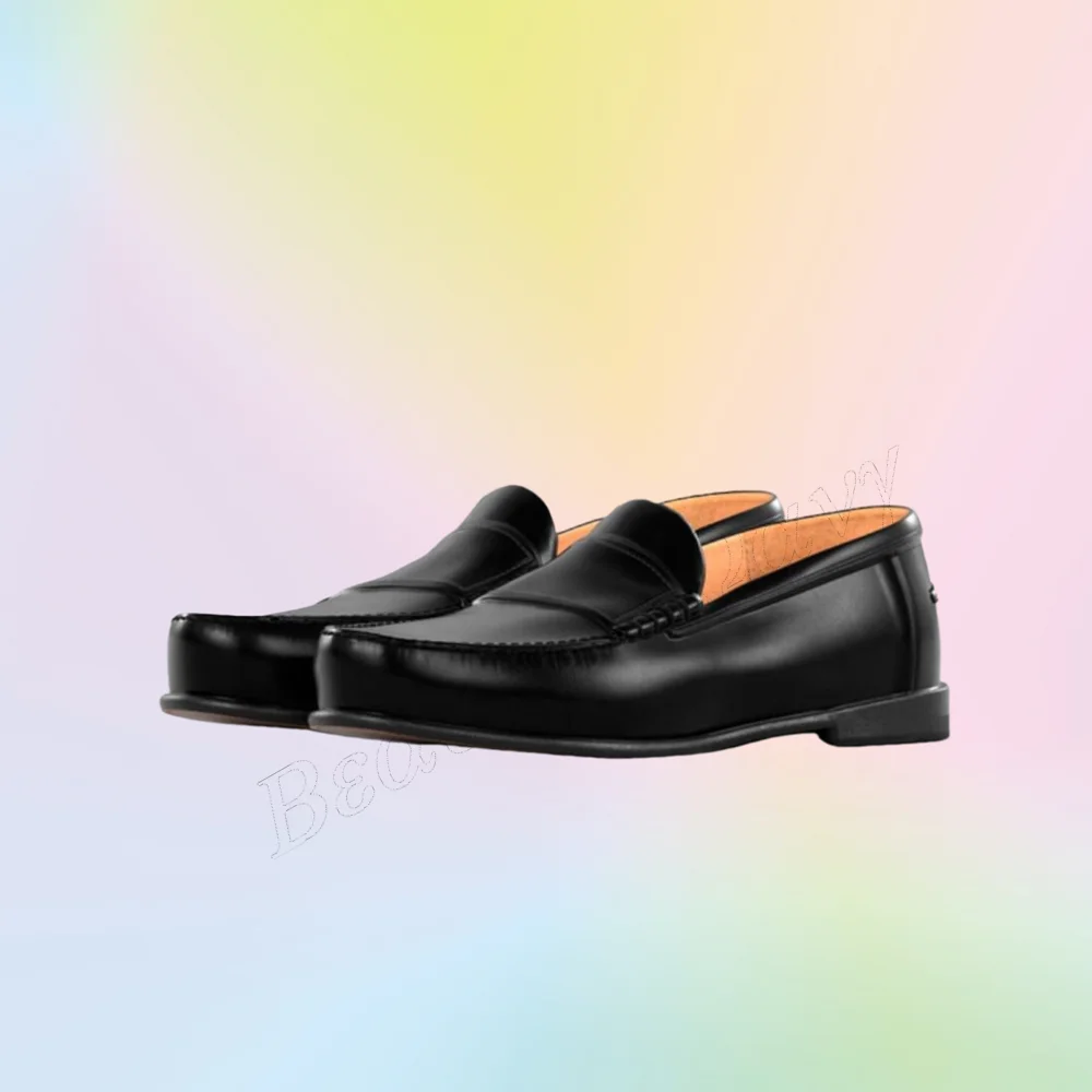 

Black Square Heel Pumps Men Shoes Soft Leather Men's Dress Shoes Gentlemen Slip on New Party Shoes Big Size 47 Sprig Autumn