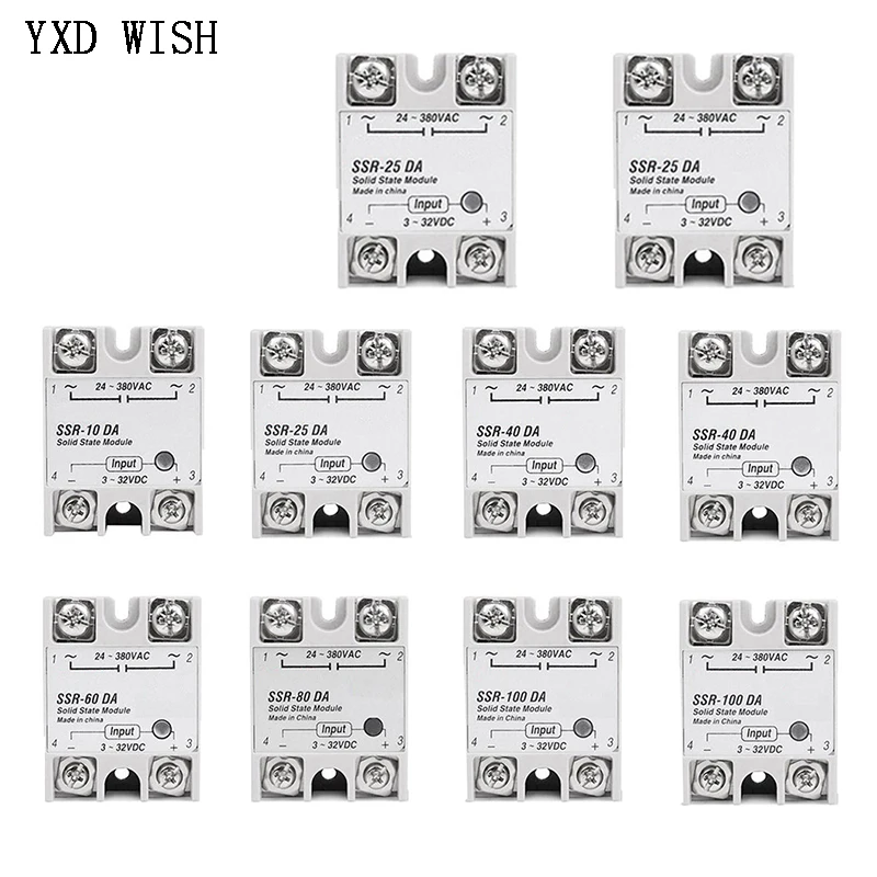 

Твердотельное реле SSR-10DA SSR-25DA SSR-40DA 10A 25A 40A 3-32V DC TO 24-380V AC SSR 10DA 25DA 40DA Блок питания Releys