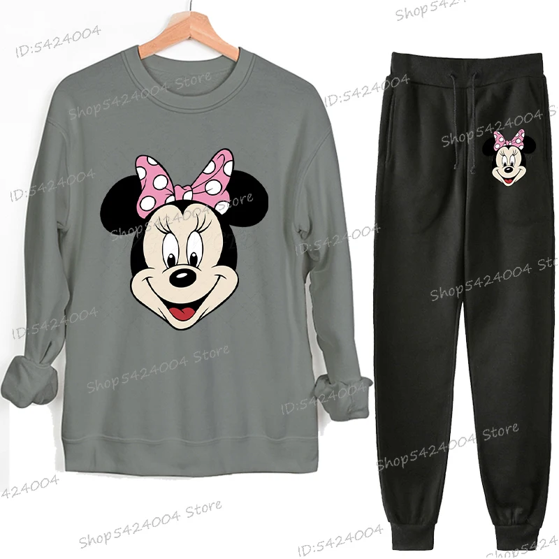 جديد ميني ماوس طباعة المرأة موضة ملابس رياضية غير رسمية في الهواء الطلق السراويل البلوز 2 قطعة مجموعة فضفاضة ميني ملابس رياضية نسائية البدلة #4