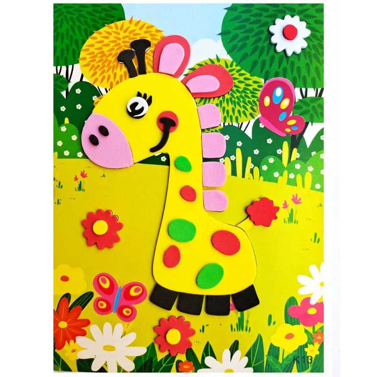 2/4/8/16Pcs 3D EVA Foam Sticker Puzzle Game DIY Cartoon Animal Learning Education Toys For Children Kids Multi-patterns Styles