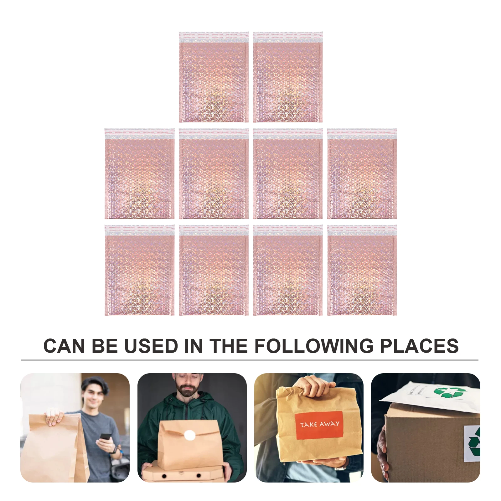 

10 Pcs Bag Packaging Package Bags Filling Mailing Shipping Bubble Laser Aluminized Film Postal Padded Mailers