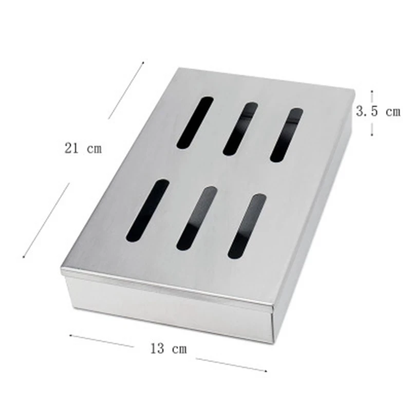 2Pcs Stainless Steel Cold Smoke Box BBQ Grill Accessories Wooden Chips Square Smoker Generator Box Outdoor