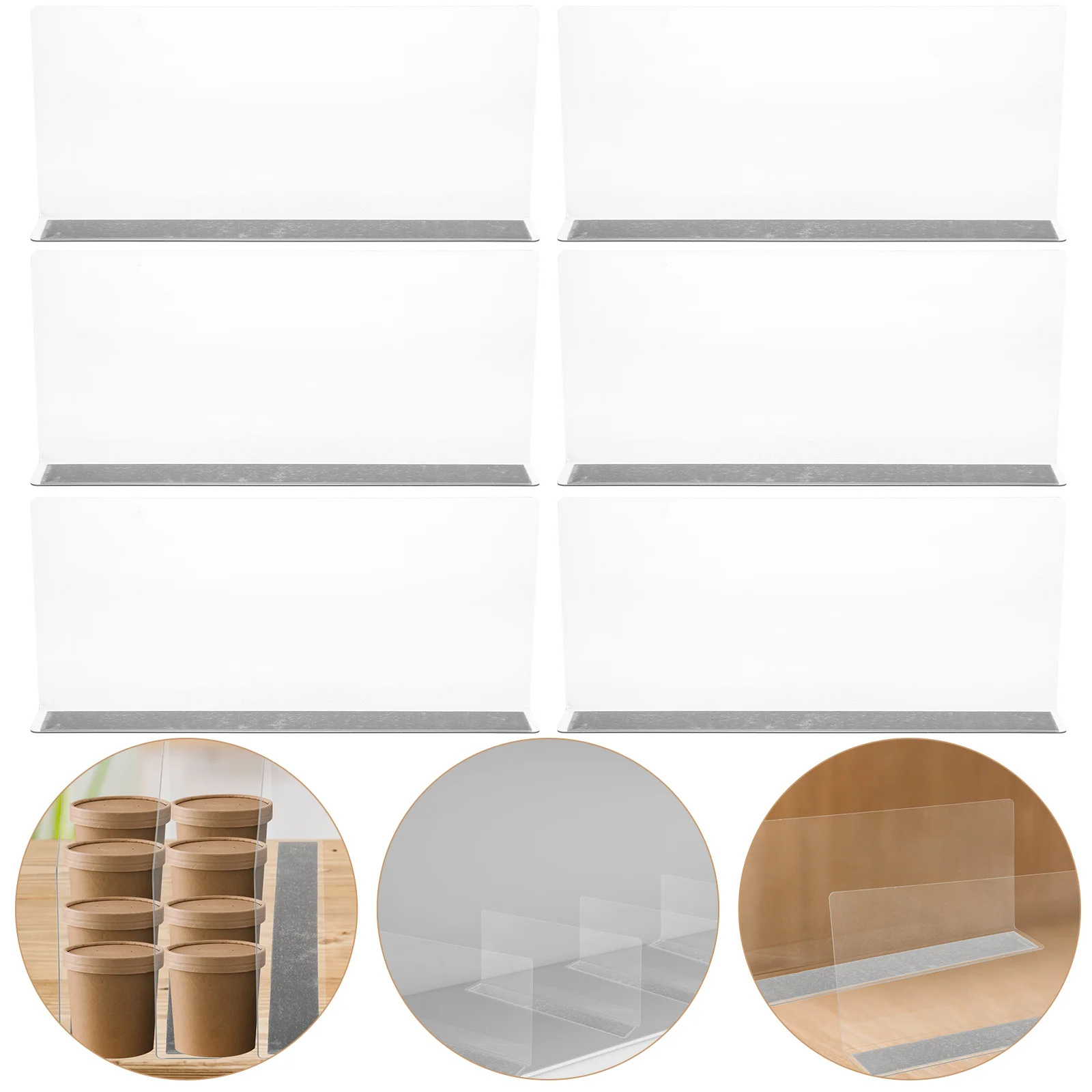 

6pcs Magnetic Shelf Dividers 28X4X12CM Transparent PVC L Shape Supermarket Closet Storage Separators Wardrobe Commodity ganizers