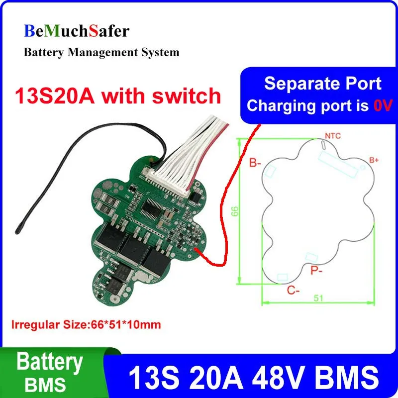 Picture 4: 36V 48V 10S 13S 20A MINI Size BMS With On/Off Switch Separate Port 10S20A 36V PCM for DIY EEL Dorado MINI IE-MINI ID-MINI Case
