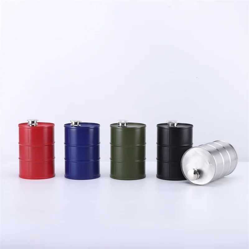 

750ml Stainless Steel Cylindrical Oil Barrel Wine Bottle Portable Wine Barrel Portable Outdoor Camping Alcohol Bottle
