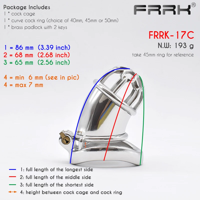 FRRK Male Chastity Device for Men Metal Tube Cock Sleeve Tease Steel BDSM Sex Toys Female Led Relationship Bondage Belt