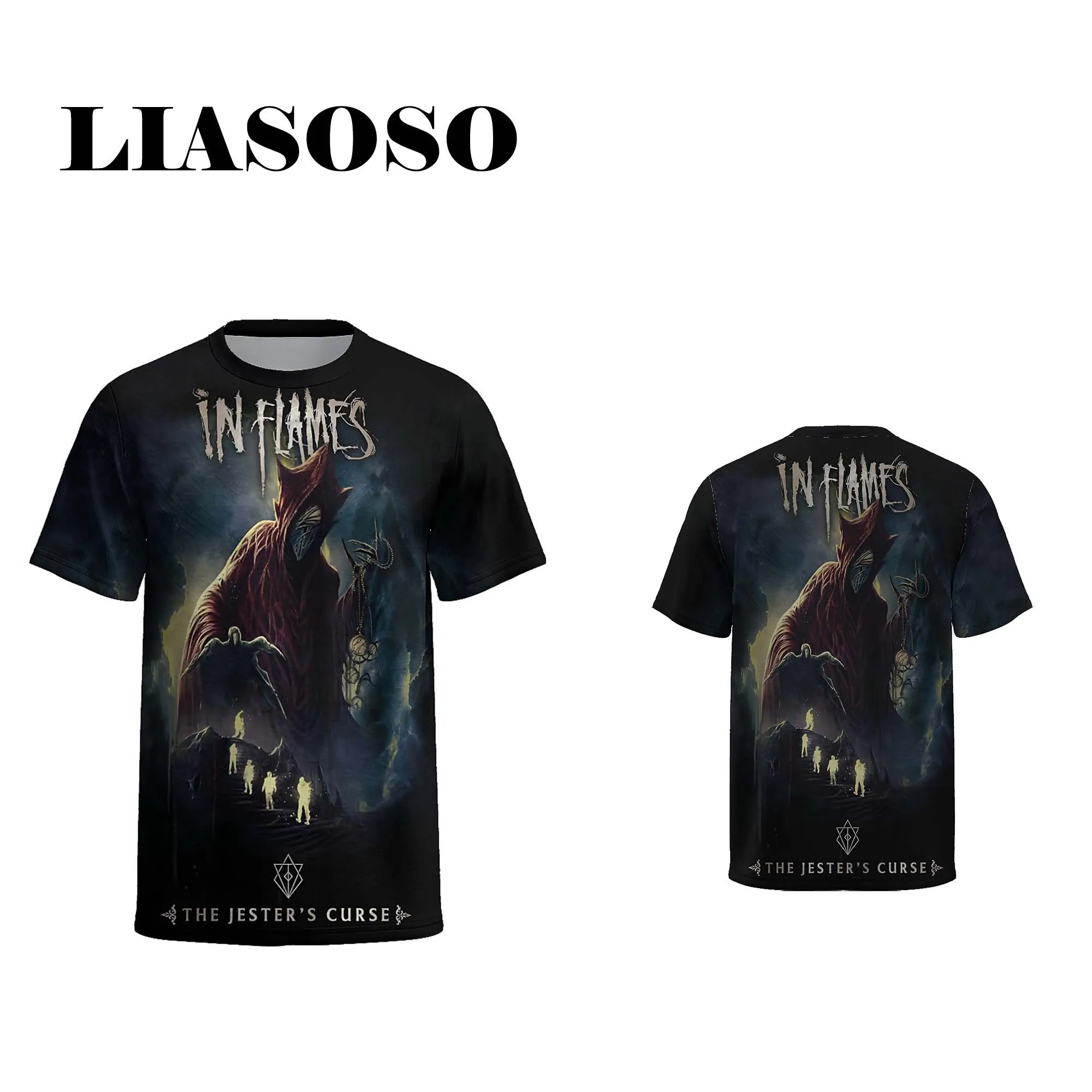 

LIASOSO New Tshirt In Flames Band 3D Print Harajuku Tops Classic Metal Rock Band T-Shirt Summer Short Sleeve for Men & Women