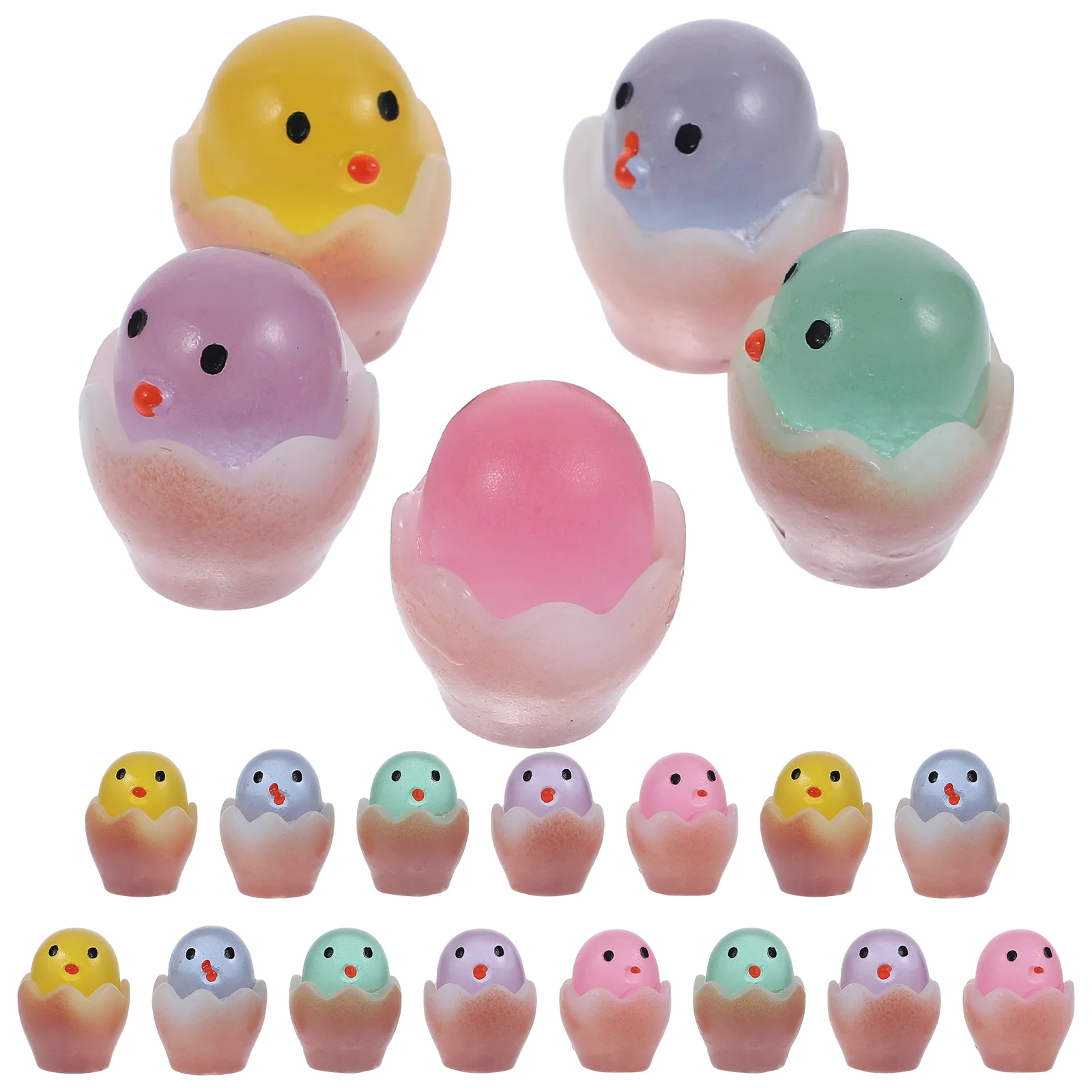 20 Pcs Luminous Pendant Mini Ducks Funny Home Decor Small Resin Cute Chick Desk Sculptures Night Lights Office