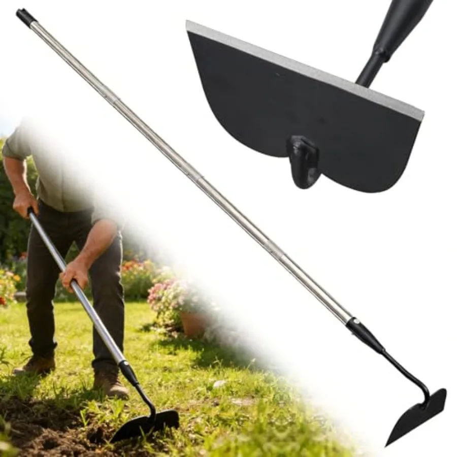 

Garden Hoe for Weeding, Heavy Duty Draw Hoe Garden Tool for Plowing, Cultivating, Trenching, Ridging, Tilling Loosening Soil, S