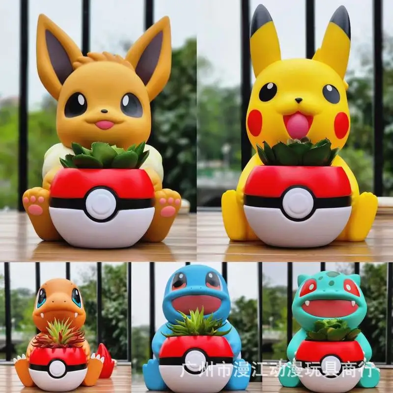 Anime Flowerpot Digital Baby Charmander Squirtle Bulbasaur Ibrahimovic Hand-Made Ornaments Model Decorations Toy Gift Pet Elves