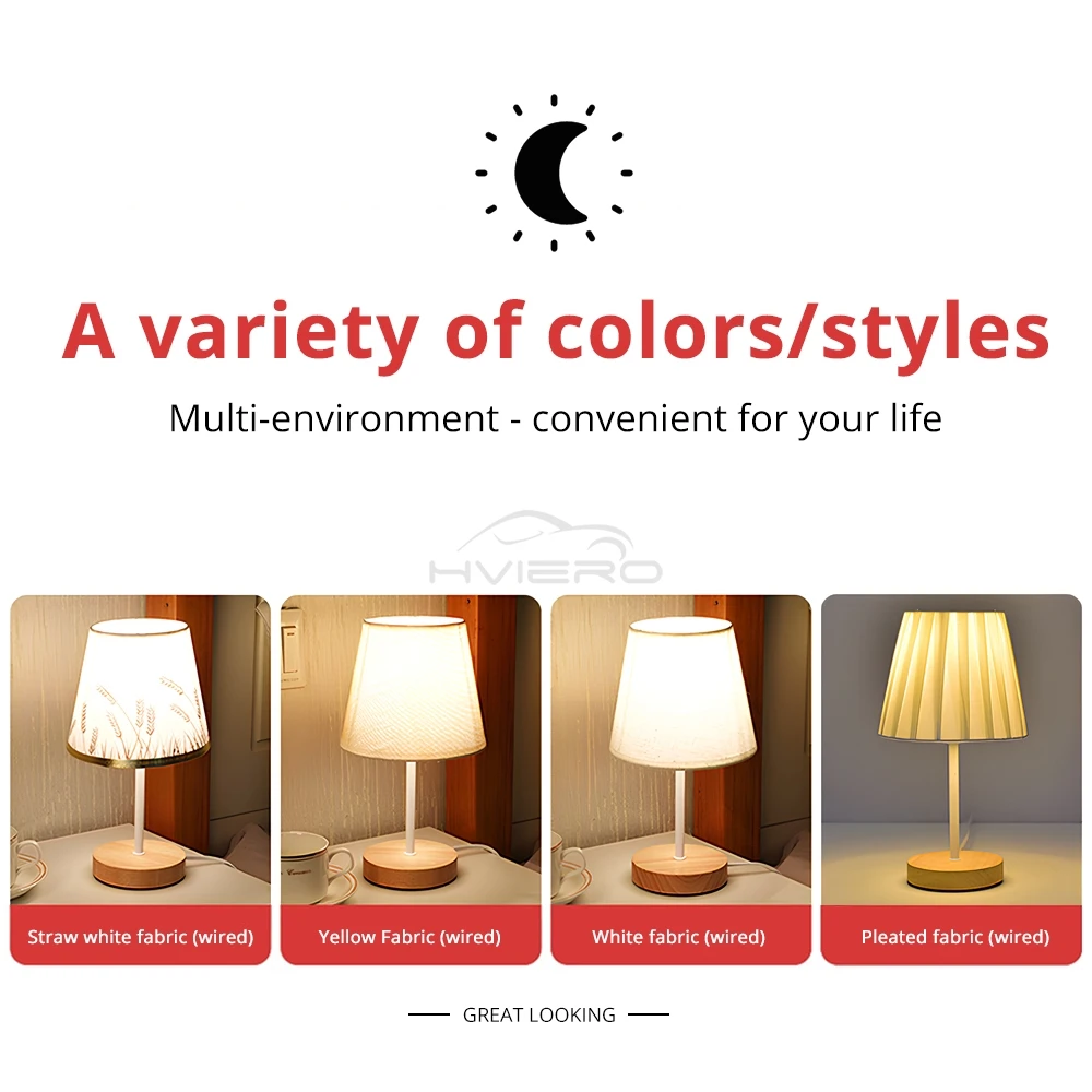 Solid Wood Cloth Desk Lamps Led Decorative Bedroom Living Room Study Simple Creative Remote Control Atmosphere Small Night Light