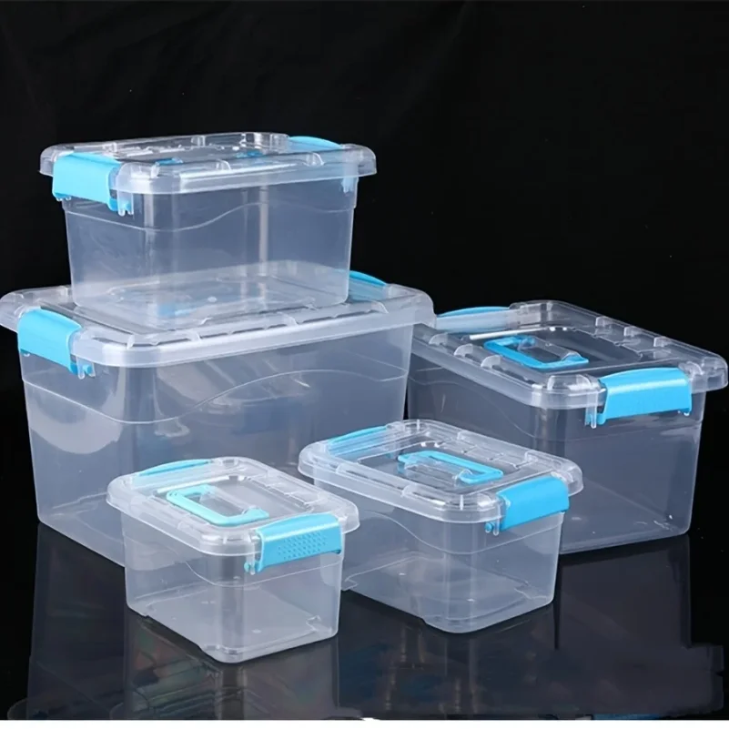 2pcs Large Group Box Plastic Storage Box Transparent Multifunctional Storage Box, suitable for desk, clothing, document storage