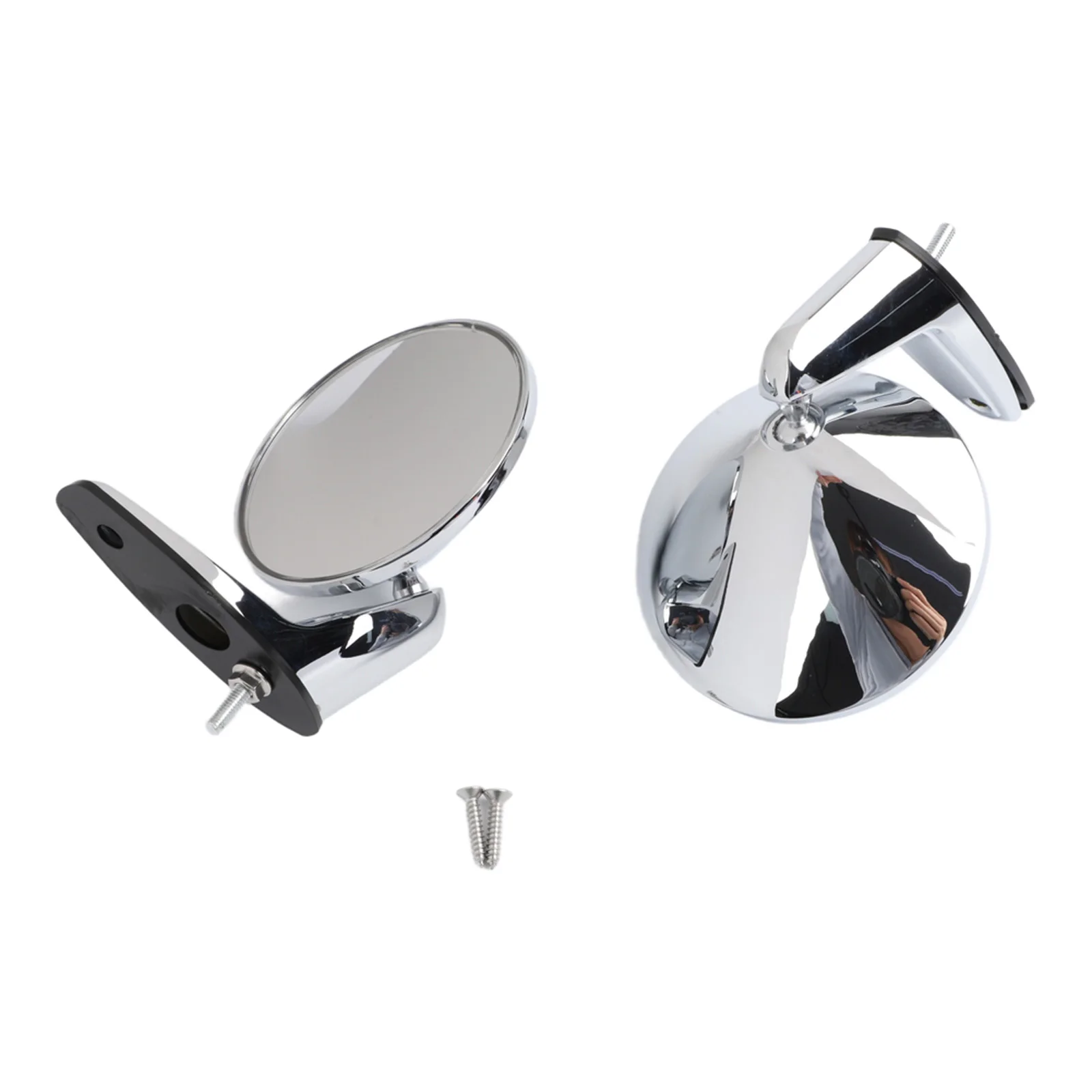 2pcs Car Vehicle Rear View Miroir Vintage Classic Car Silver Retro Round Front Rear View Mirror Stainless Steel