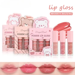 3pcs/set Mirror Water Lip Glaze Waterproof Moisturize Sexy Red Lip Tint Lipstick Makeup Lasting Non-stick Cup Lip Gloss Cosmetic