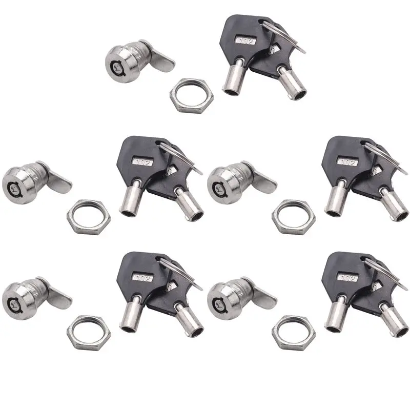 5X Cabinet Door Quarter Turn Security Tubular Cam Lock W Keys