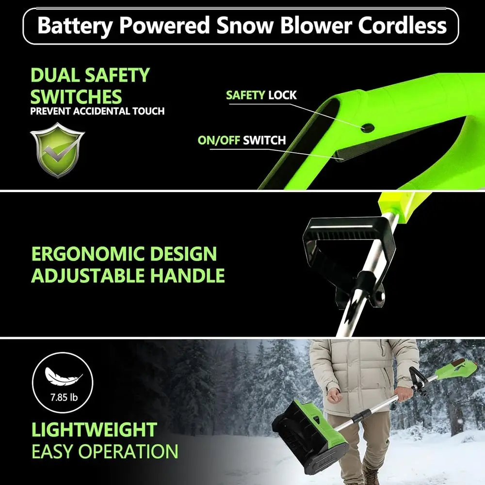 2026 جديد 13 بوصة مجرفة ثلج كهربائية لاسلكية تعمل بالبطارية، بطارية 48 فولت 4.0 أمبير منفاخ ثلج لاسلكي مع بطارية وشاحن، El #4