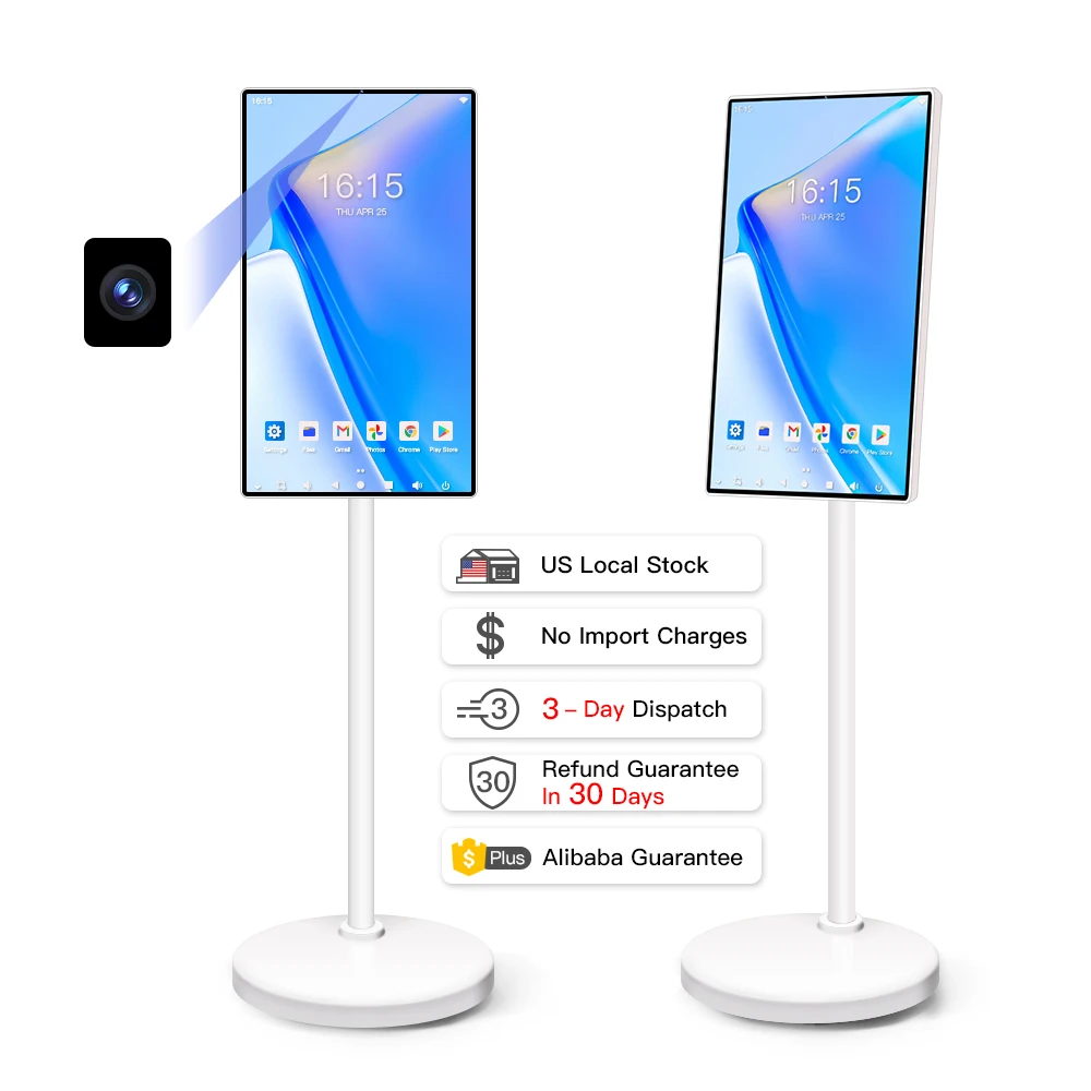 شاشة لمس 24 بوصة 128 جيجابايت، تلفزيون ذكي محمول قابل لإعادة الشحن مع كاميرا مدمجة، مشاركة صور عائلية، تلفزيون تعلم الأطفال