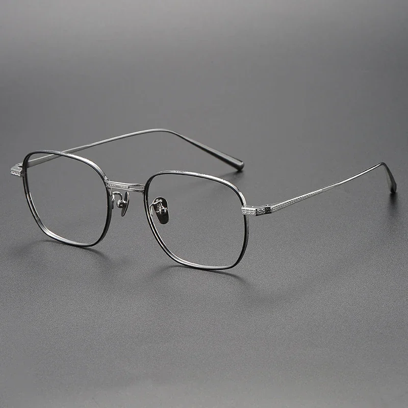 اليابانية الرجعية اليدوية النظارات الإطار N-015R قصر النظر نظارات المرأة مربع خفيفة صغيرة الرجال النظارات الضوء الأزرق النظارات