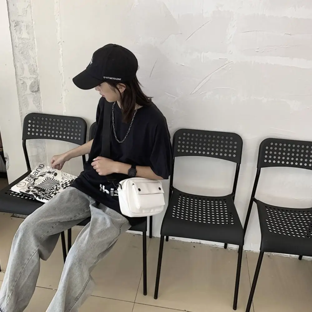 

All-match Korean Style Square Message Bag Causal Large Capacity PU Crossbody Bag Solid Color Sports Shoulder Bag Sport