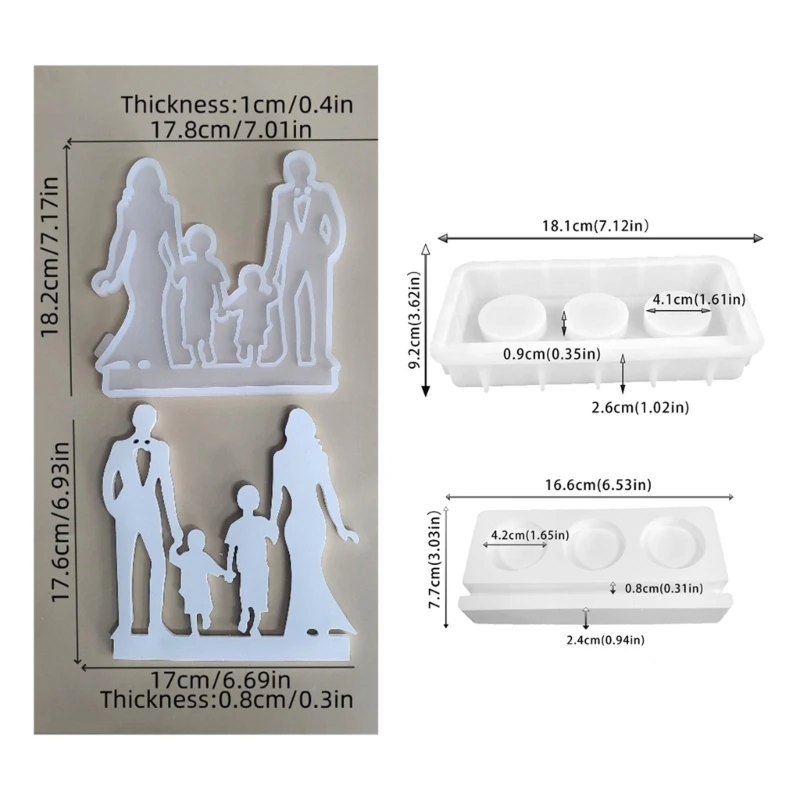 3D 촛대 실리콘 금형 실루엣 가족 캔들 홀더 금형 DIYs 콘크리트 석고 수지 금형 웨딩 홈 Decors