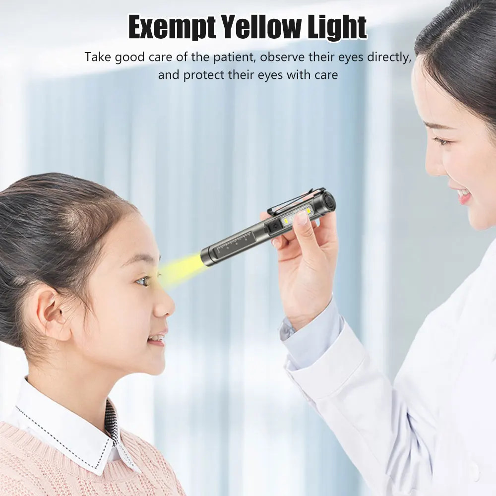 Imagem -05 - Usb Amarelo Medical Pen Light Luz uv Inspeção de Primeiros Socorros Tocha de Emergência Olho Ouvido Nariz Garganta Médico Enfermeira Pen Lamp Luz uv