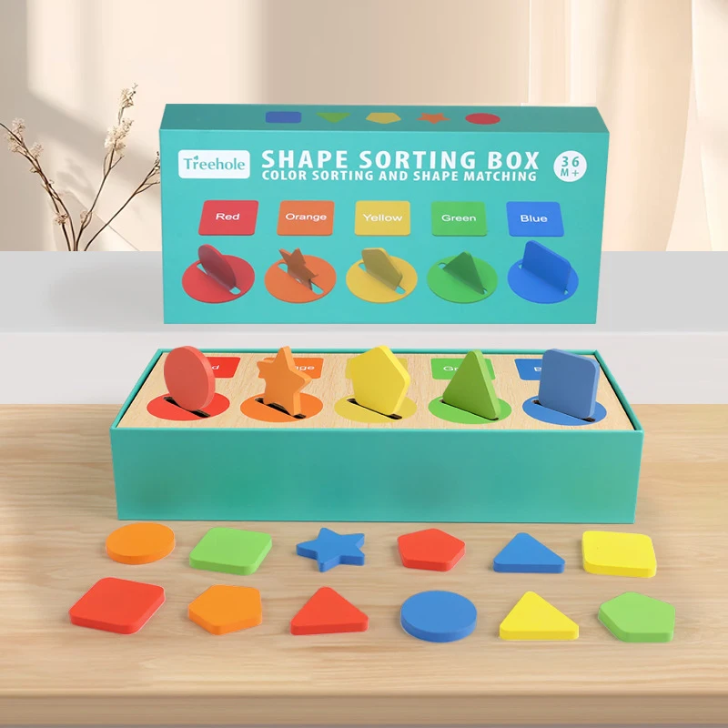 Houten kleurvormclassificatiedoos voor kinderen Geometrische cognitie Training Leermiddel Tafelspel Educatief speelgoed voor kinderen