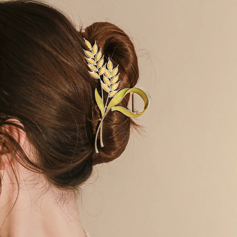 New Women Elegant Wheat Ear Metal Hairpin Hair Claw Hair Clips  Fashion Hair Accessories