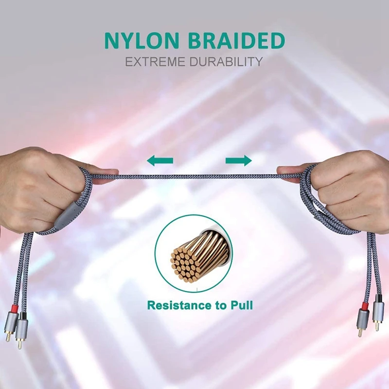 2X RCA Stereo Cable, [6Ft/1.8M, Dual Shielded Gold-Plated] 2RCA Male To 2RCA Male Stereo Audio Cable For Home Theater