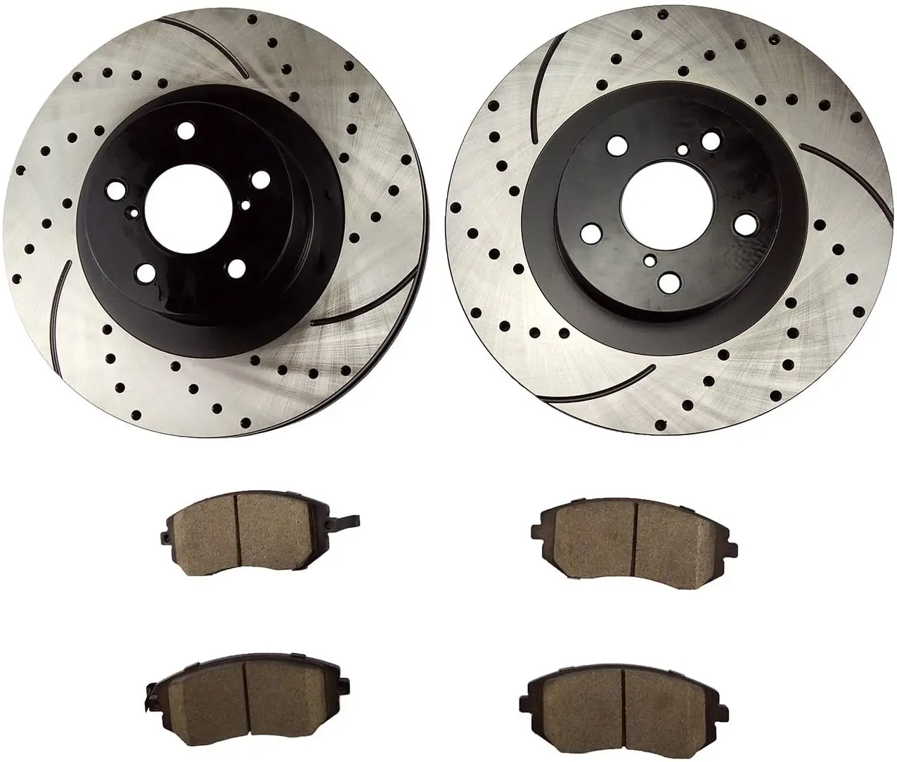 QYT10048 Front Brake Set with Drilled/Slotted Rotors and Ceramic Brake Pads for Saab 9-2X Subaru Forester Impreza Legacy Outback