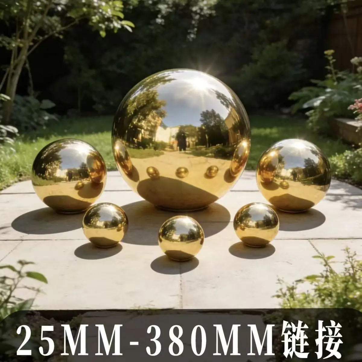 Thick 0.5mm 304 Stainless Steel Mirror Titanium Hollow Ball  Diameter 32-200mm Mirror Ball Home Garden Party Decoration Supplies