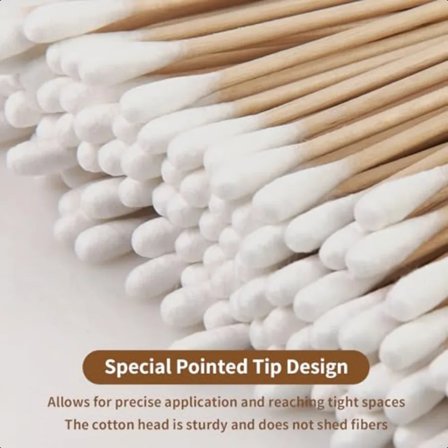 Tamponi di cotone lunghi da 300 pezzi 6 bastoncini di cotone per pulizia con bastoncini di legno Applicatori di punte per ombretti microblading precisi Microswa