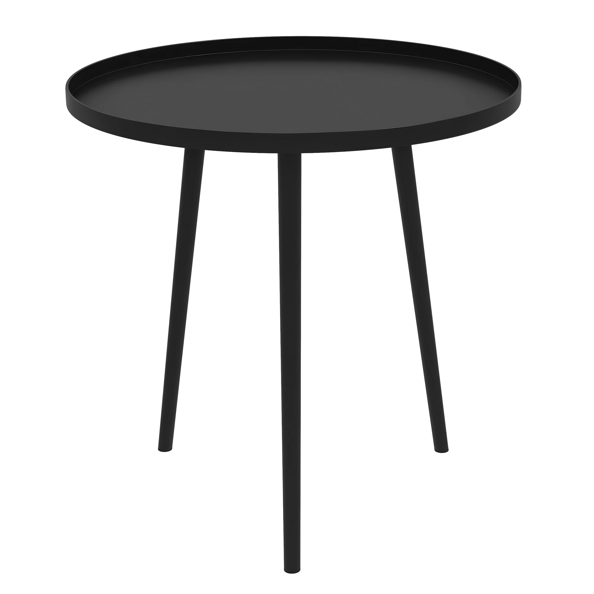 Mesa Auxiliar Redonda para Exterior, Mesa de Jardín, Acero, 40cm x 50cm, Negra, Resistente a la Intemperie, Diseño Moderno