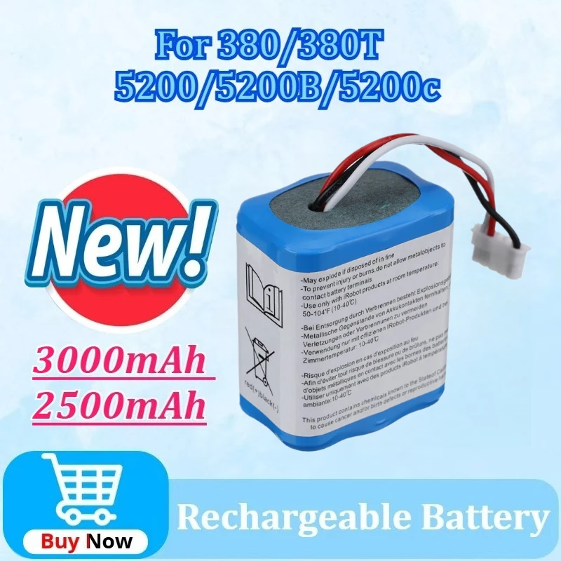 

7.2V 3000mAh 2500mAh Battery for IRobot Roomba for Braava 380 380T Mint 5200 5200B 5200c Ni-MH Rechargeable Battery