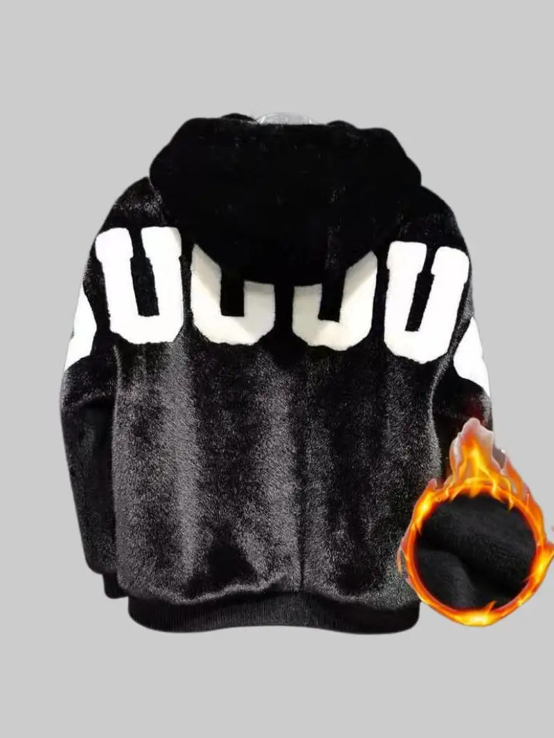 

Men's Fce Lined Hooded Jaet Slim Fit Casual Faionable Autumn Winter Outerwear Windproof Long Sve Zipper Closure