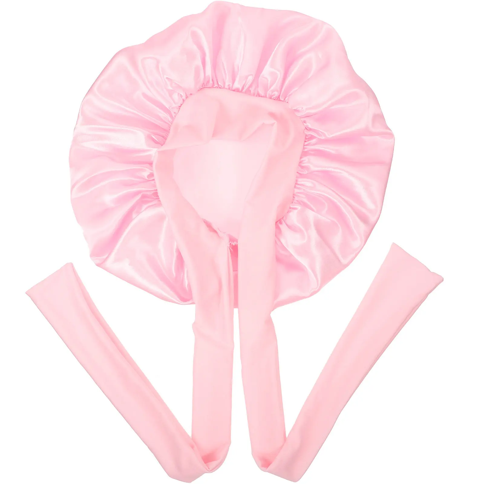 

Elastic Sleep Bonnet Satin Hat Tie Band Large Size Women Hair Care Sleeping Cap Satin Bowknot Bonnet for Curly Hair