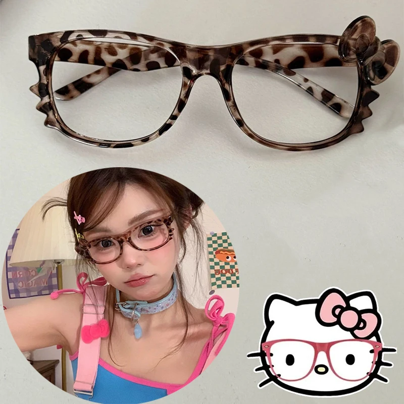 Sanrio Hello Kitty Eyeglasses Frames Anime Kawaii Women Glasses Frame Decoration Kawaii Y2k Photo Props Party Supplies Gifts