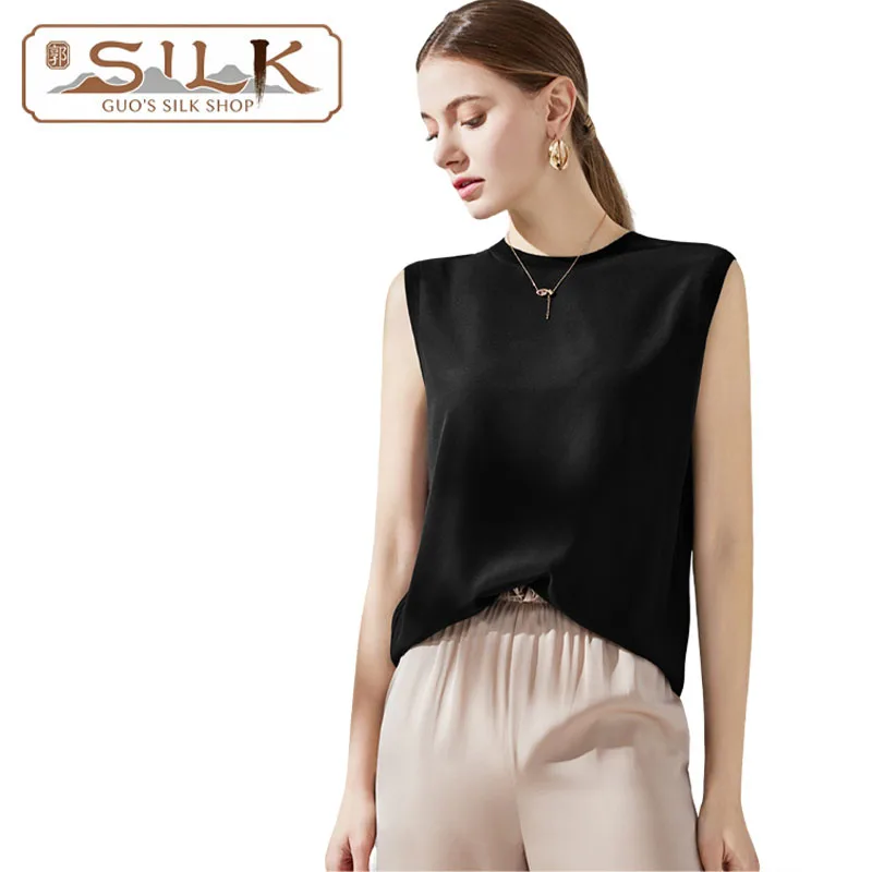 

100% натуральная шелковая женская блузка без рукавов с капюшоном – простая, удобная, повседневная одежда для прохладных летних и весенних дней