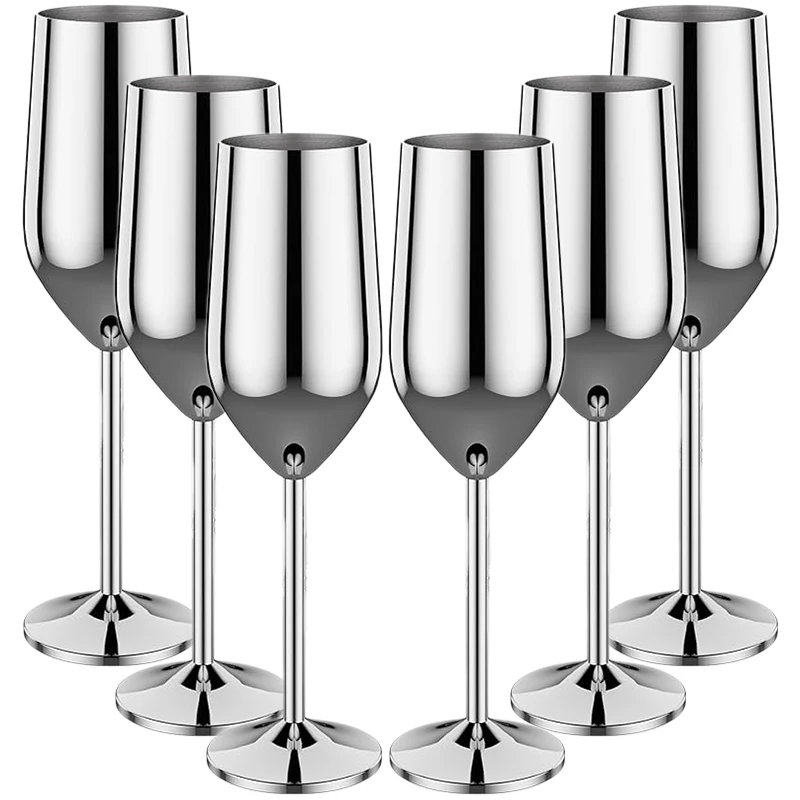 

6Pcs Stainless steel wine glasses unbreakable metal cocktail glasses 220ml for drinking cocktails and wine in the at bar Cup