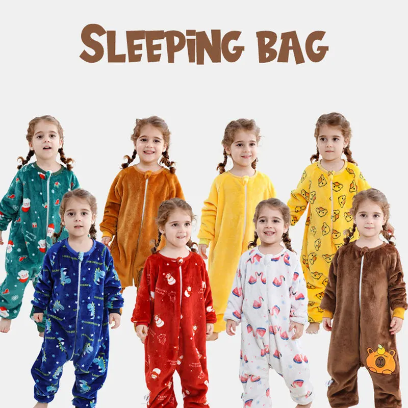 Children One-piece Pajamas Winter Sleepwear for Kids Boys Girls Sleeping Bag Flannel Christmas Sleepwear Baby Blanket Sleepers