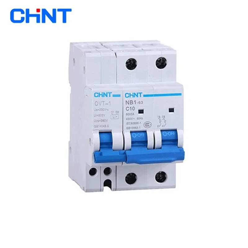 CHINT OVT-1 NB1-63 POV-1 6KA Over Voltage Protection Sobretensiónes permanente 40A 20A 25A 32A 63A Miniature Circuit Breaker MCB