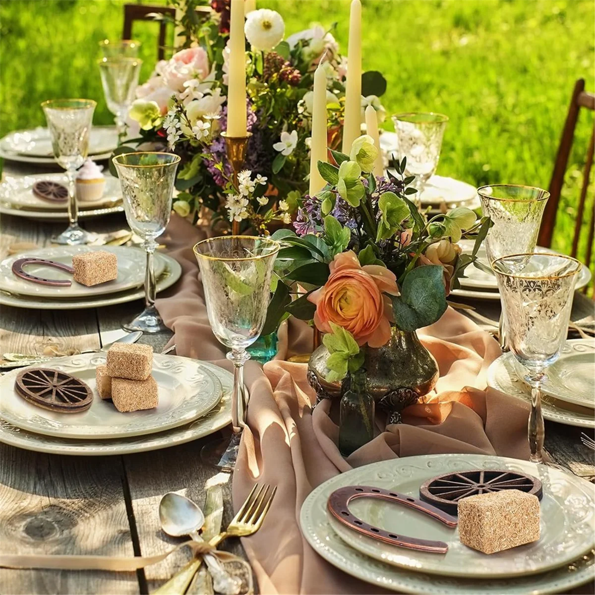 

ABNQ 24 Pieces Western Party Supplies Vintage Table Centerpieces for Lucky Horseshoe Wedding Party Favors Cowboy Decorations