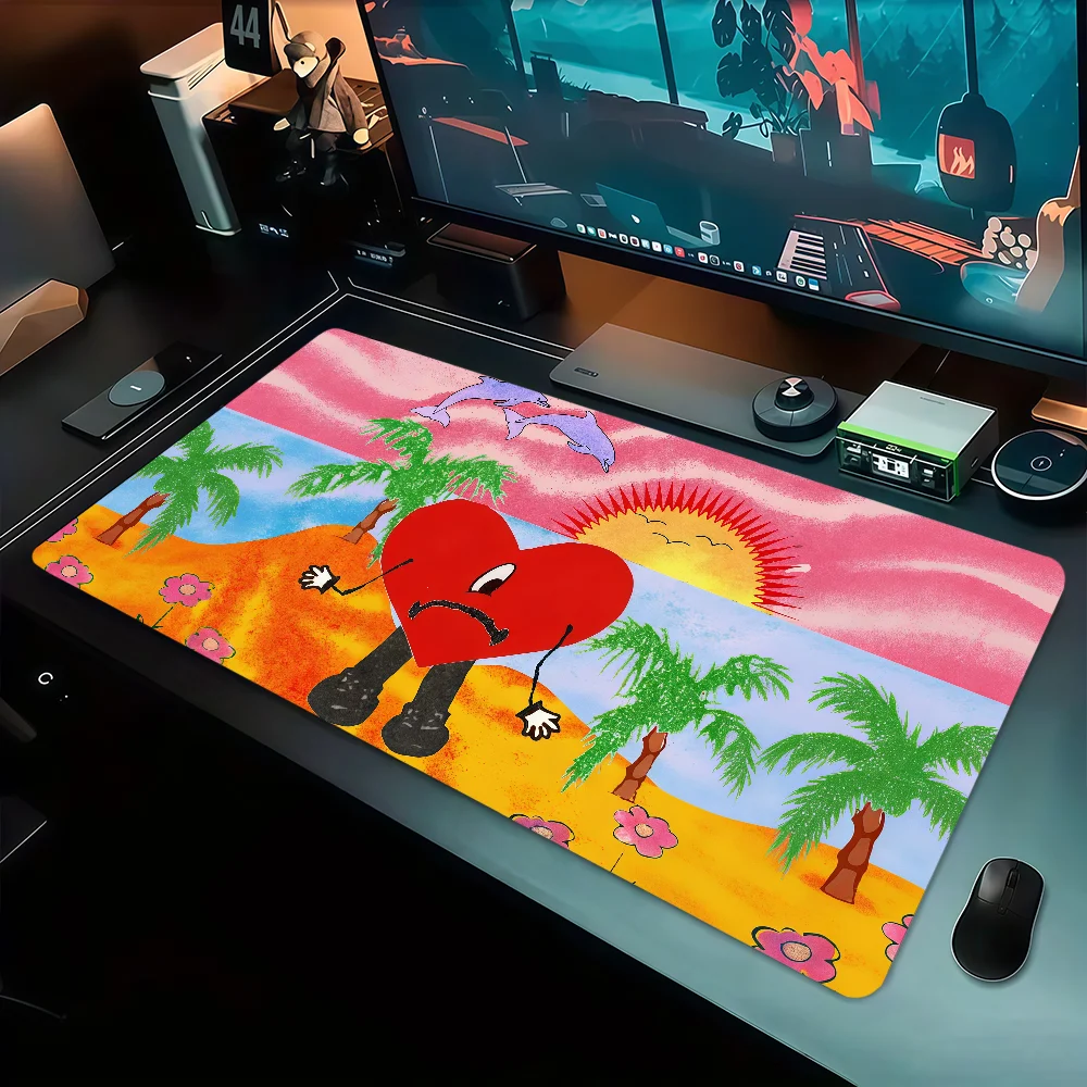 Singer B-Bad Bunny Mouse Pad Large Non-slip Lockedge Desktop Computer Desk Mat Keyboard Writing MousePad Office Gamer Student