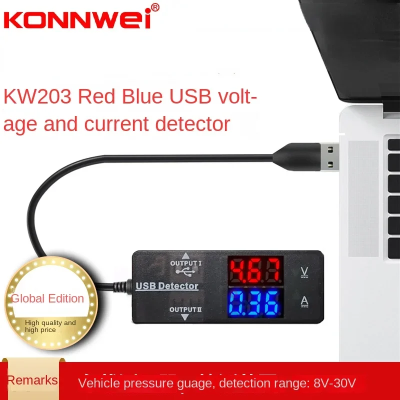 

Красный и синий KW-203 USB компьютер мобильный телефон ток мобильный источник питания ток напряжение USB испытательный прибор настольный тестер
