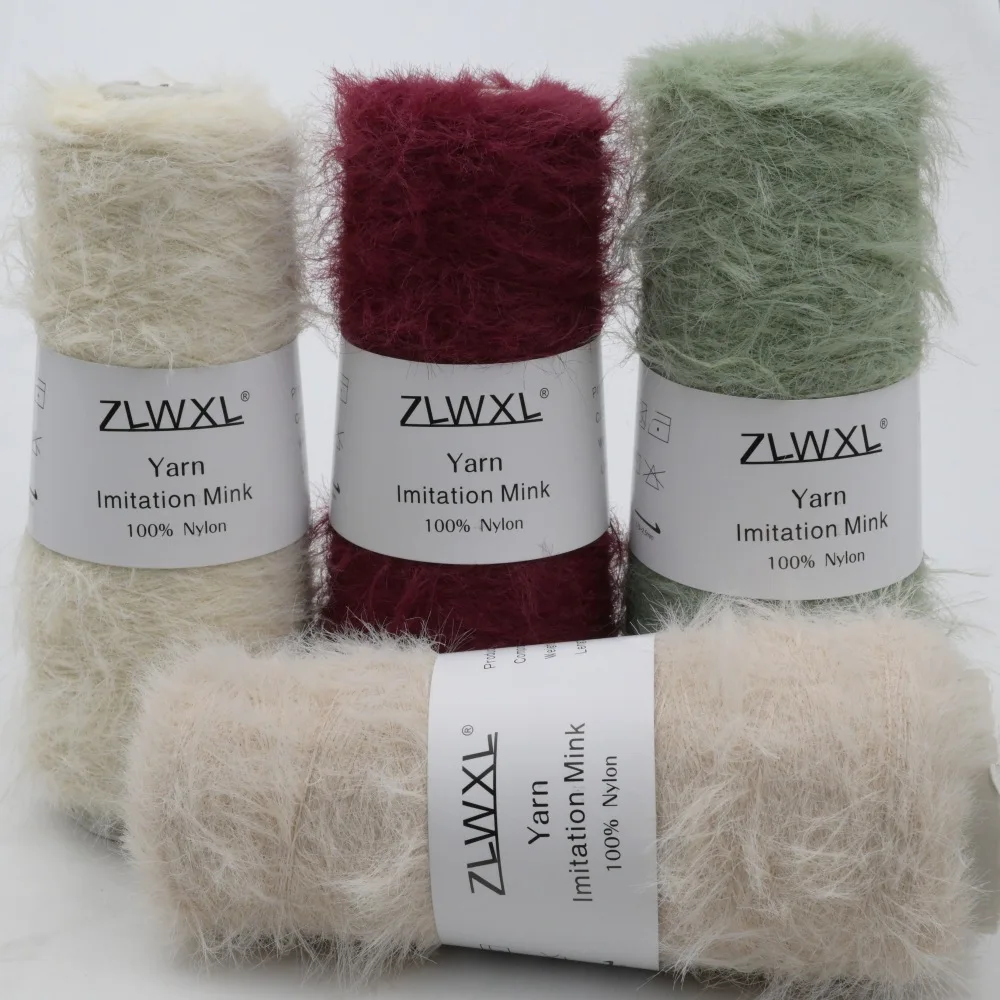

2pcs/220g Hand Woven Mink Wool Yarn, DIY Scarf, Carpet, Sweater Crochet Thread, 4cm Fur Thread, Soft and Non Pilling Wool Yarn