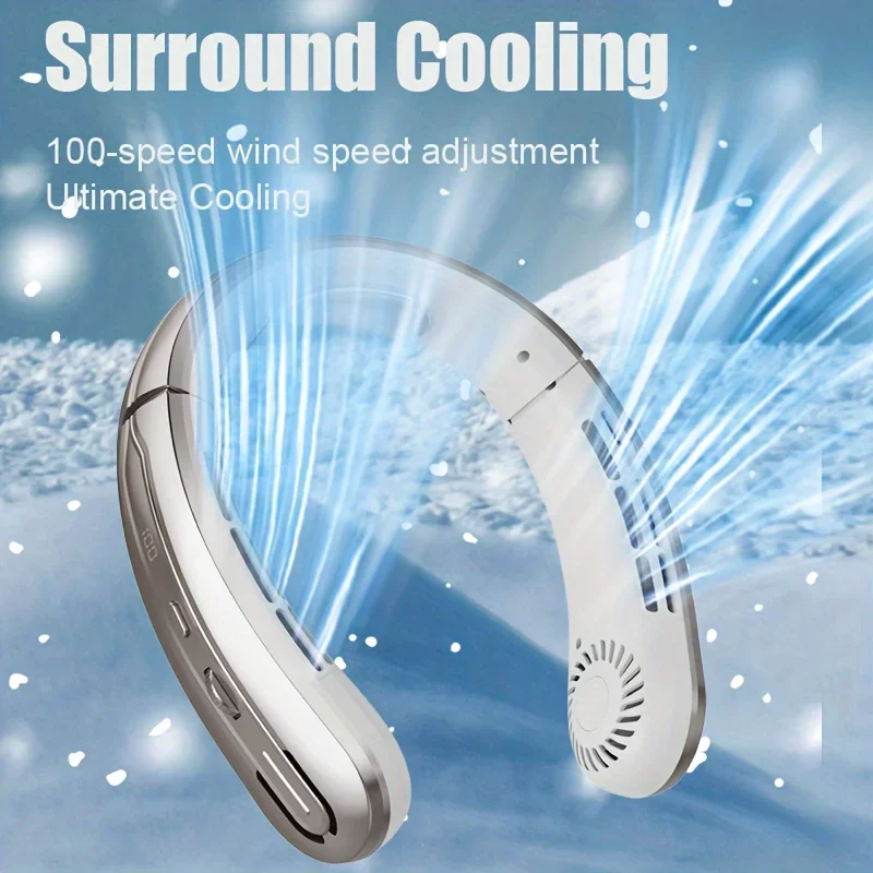 

2024 Ultra Light Neck Fan - Precise Slide Control, Bright LED Wind Speed Display, Rapid TYPE-C Fast Charging, Extended Long Batt